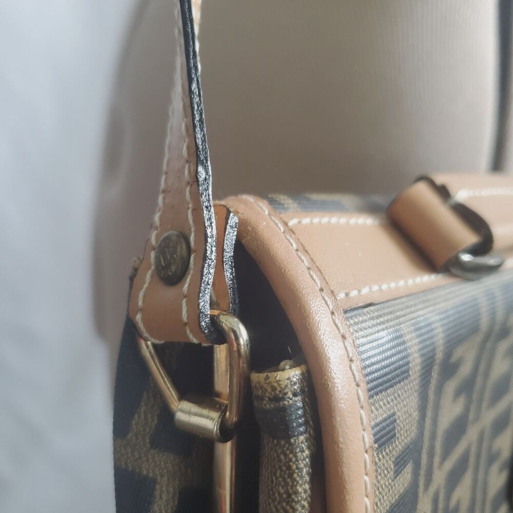 Vintage Fendi Zucca Crossbody Bag Brown FF Monogram Canvas Messenger Italy - Picture 11 of 15